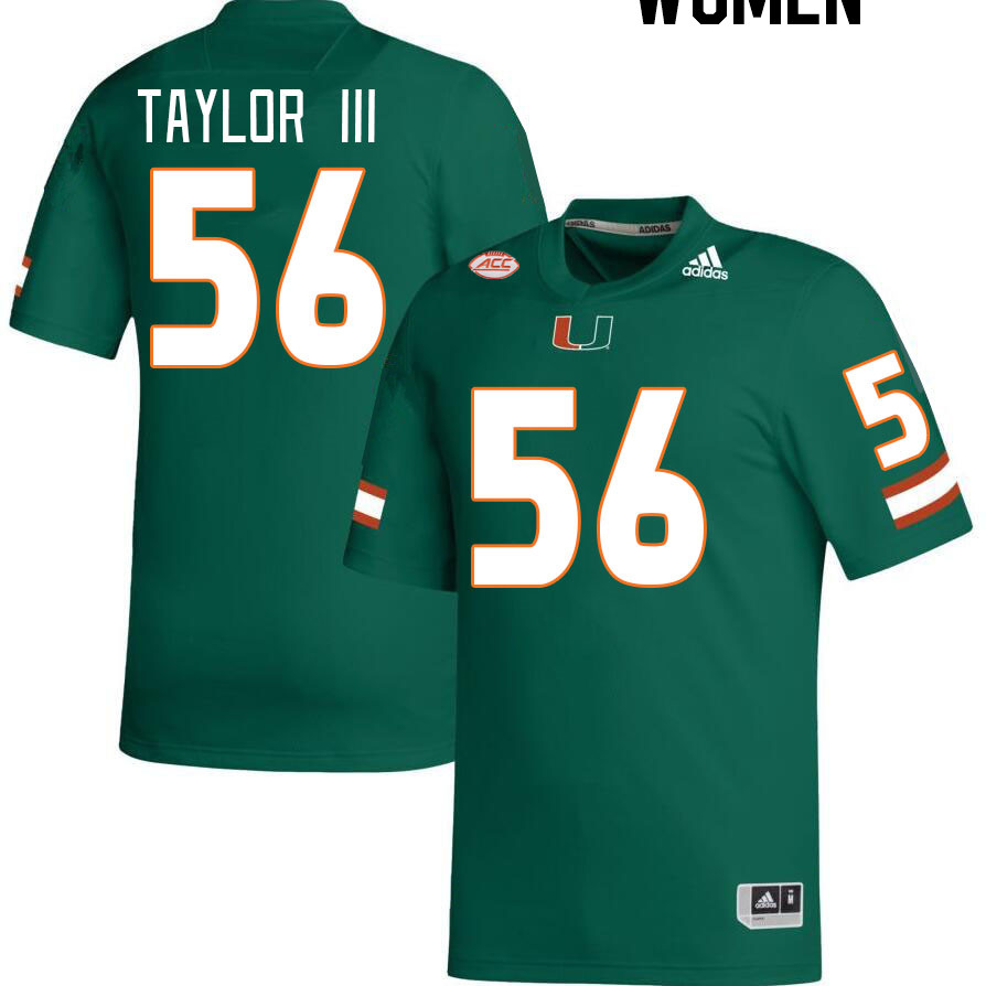 Women #56 Leonard Taylor III Miami Hurricanes College Football Jerseys Stitched-Green - Click Image to Close